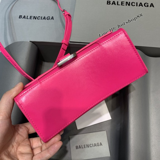 Balenciaga專櫃新款mini號手提肩背女包原單沙漏包 巴黎世家平紋玫紅色沙漏包 fyj1411